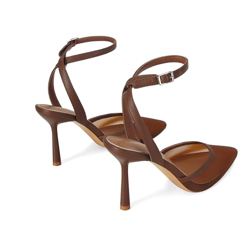 Mesh Kitten Heels for Women Closed Pointed Toe Slingback Buckle Strap Pumps Fashion Casual Dress High Heels4