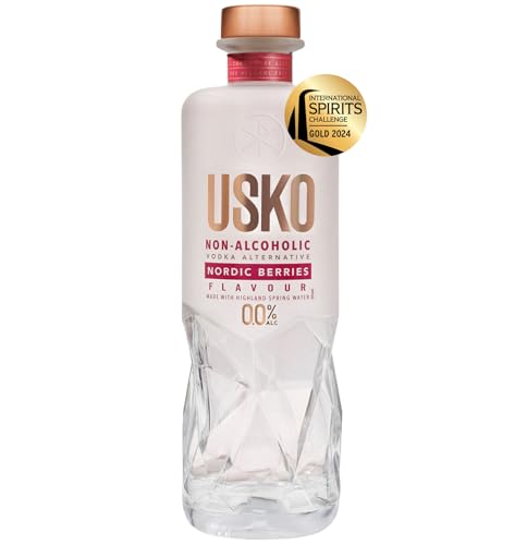USKO Nordic Berries Non Alcoholic Vodka, 0.0% ABV Non Alcoholic Spirits With a Natural Sweetness and Tart Finish - Halal, Low Sugar, Vegan and Gluten-Free, Part of the Spirits of Virtue Range (700ml)