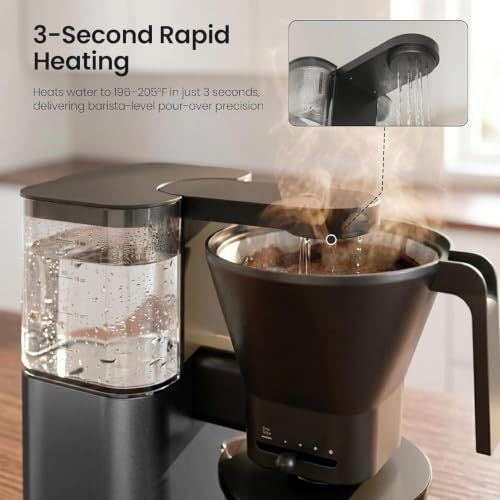 Image of Kismile SCA-Certified 8-Cup Drip Coffee Maker with Pour-Over Control | 3-Second Heating at 197-205F, Adjustable Flow, Removable 1.25L Water Tank, 20-Min Cold Brew and 40-Min Keep Warm