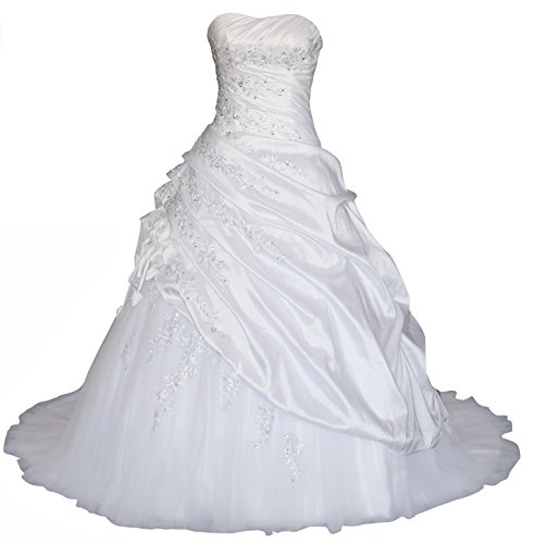 Romantic-Fashion Brautkleid Hochzeitskleid Weiß Modell W070 A-Linie Lang...