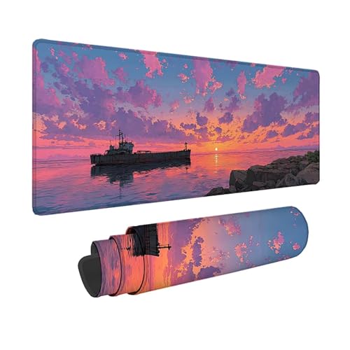 Tapis de souris XXL violet 80x40cm coucher de soleil grand sous-main