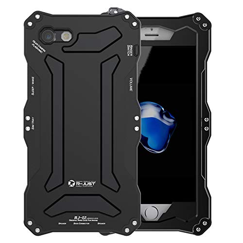 R-JUST Metal Case for iPhone SE 2020 / iPhone 7 / iPhone 8 (4.7 inch), Heavy Duty Rugged Military Aluminum Metal Bumper Shockproof Anti-Scratch Drop Protection case for iPhone SE 2020 (Black)