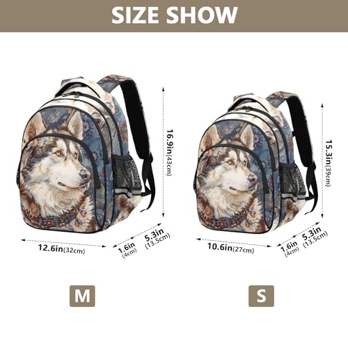 Husky Dog Ethnic Style Backpack for Kids 8-14 Years Boys Girls School Bookbag Daypack M 202b55524