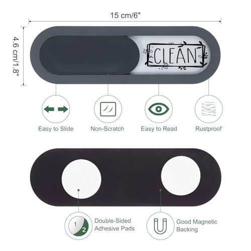 QUARKZMAN Geschirrspüler Magnet Sauber Schmutzig Schild Oval Magnetischer Geschirrspüler Indikator Grau/Weiß Kratzfestes Schild mit Aufklebern für Geschirrspüler Küche Hotel, Grau
