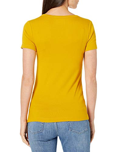 Amazon Essentials Women's Slim-Fit Short-Sleeve V-Neck T-Shirt, Pack Of 2, Gold/Olive, Small #TOP2