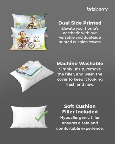 Image of Brizberry Kids Pillow Cushion with Super Soft Fabric | Animal & Cartoon Prints | 12x18 inches (Design 26)