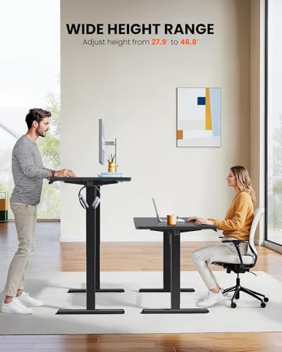 Image of ErGear Electric Standing Desk, 48 x 24 inch Height Adjustable Sit Stand Up Desk, Computer Home Office Desk with 4 Memory Height Buttons, Two Pieces Desktop, Black, EGESD110B