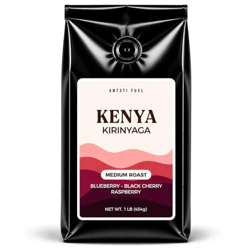 Antsti Fuel Kenya Washed Coffee Beans, Tostado Medio, En Grano, 1 lb
