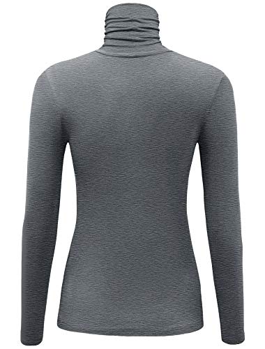 Image of AUHEGN Women's Long Sleeve Lightweight Turtleneck Top Slim Fit Pullover T-Shirt (S-XXL)