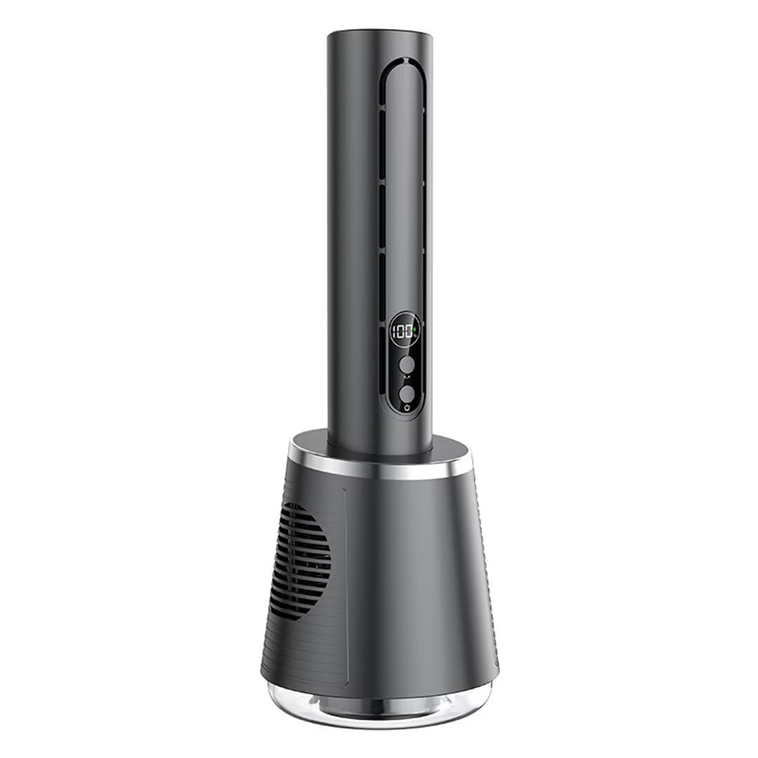 Ventilador eléctrico de escritorio, ventilador de torre de columna silenciosa con 5 velocidades, oscilación de 35°, ventilador personal USB para oficina en casa, diseño sin hojas, cabezal agitador