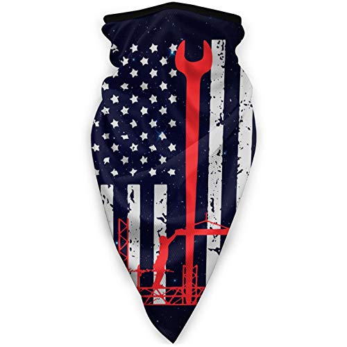 Ironworker America Flag Men Women Neck Gaiters Magic Scarf Adult Wrist Brace for Gardening