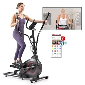 Sunny Health & Fitness 2-in-1 Smart Upright Elliptical Full-Body Exerciser w/Pulse Sensors, Home Cross-Training Cardio Workout Machine, Free SunnyFit App Bluetooth Link, Optional Long Stride Length
