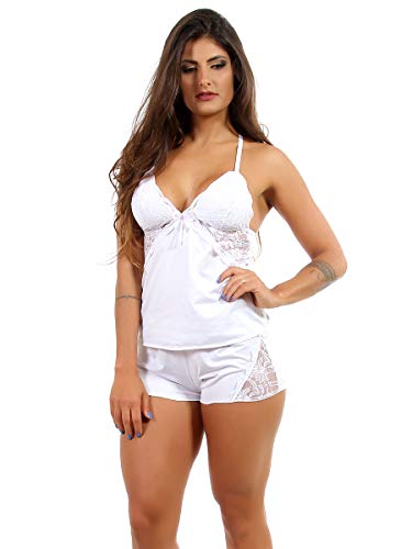 Short Doll Baby Doll Nadador Microfibra Alça Regulável (BRANCO, G/44)