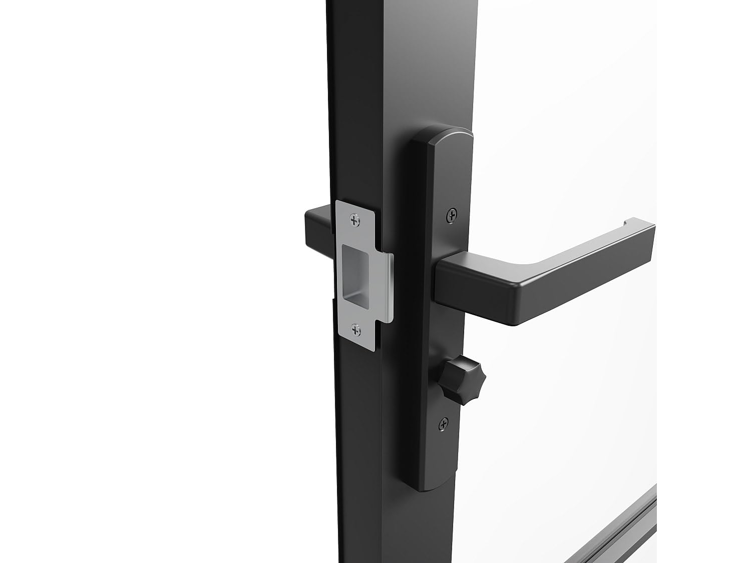 Vente-unique-Puerta de doble hoja en aluminio y vidrio esmerilado - 2 x Alt. 204 x L83 cm - Negro - SEROTO