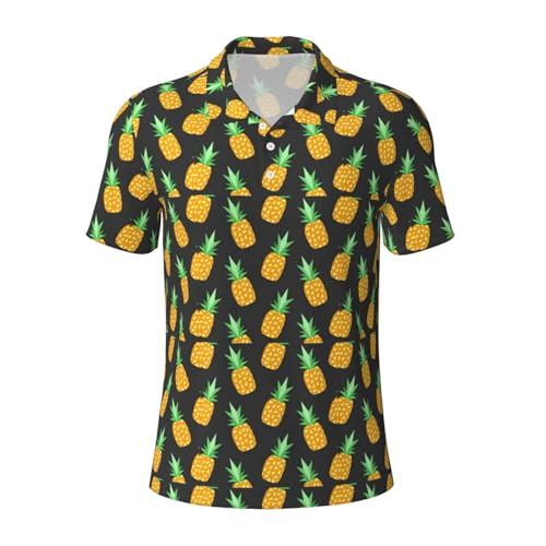 Polo respirant motif ananas jaune pour homme idéal contre la chaleur