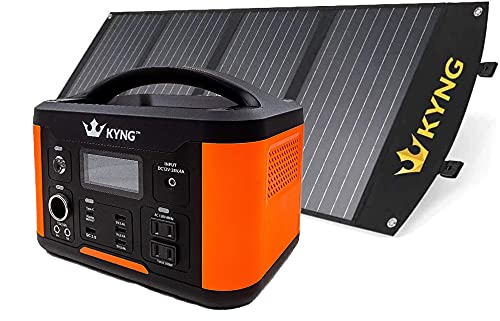 KYNG Solar Generator with 120W Solar Panel Portable Power Station 515Wh/1000W Bundle Lithium Battery Pure Sine Wave AC Out...