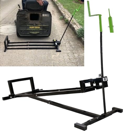 TRUTZHOLM Rasentraktorheber Heber für Rasentraktoren, Aufsitzmäher, 400 kg, Handkurbel und Adapter für Akkuschrauber Betrieb, stufenlos verstellbar, Neigung verstellbar platzsparend verstauen