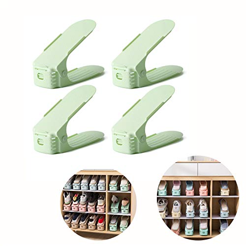 XIE Zapatero de almacenamiento ajustable zapatero de almacenamiento para el cuidado de zapatos para el hogar, estante de zapatos de doble colocación, espacio de almacenamiento (4 unidades)