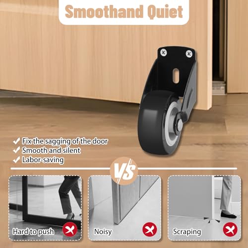 Image of Small Gate Wheel,Anti-Sag Door Bottom Support Wheels | 2 Inch Non-Slip Side Mount Caster Wheels for Solving Friction Noise Caused by Door Sagging &Furniture fix Rollers