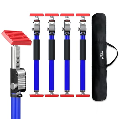 3-H Cabinet Jacks for Installing Cabinets 4 Pack,Thickened All-Steel Adjustable Support Pole, Heavy-Duty Third Hand Tool with Self-Locking Spring Ratchet, 15.7'-27.5',Blue