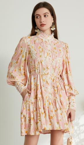 Image of Ruffle Sleeve Tunic Midi Dress Flowy Shift Sundress Sweet Babydoll Button Down Swing Skirt