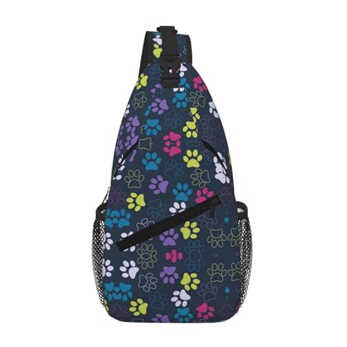 Cute Dog Paw Printing Cross Chest Bag Diagonally Sling Bag For Men Women Crossbody Shoulder Bag Travel Hiking Daypack