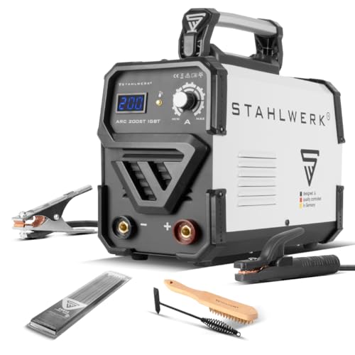 STAHLWERK Poste à souder ARC 200 ST IGBT - compact, MMA/E-Hand avec DC & 200 A, Hot-Start, Anti-Stick, 12 transistors IGBT pour une puissance maximale, seulement 6,3 kg, compatible Lift-TIG