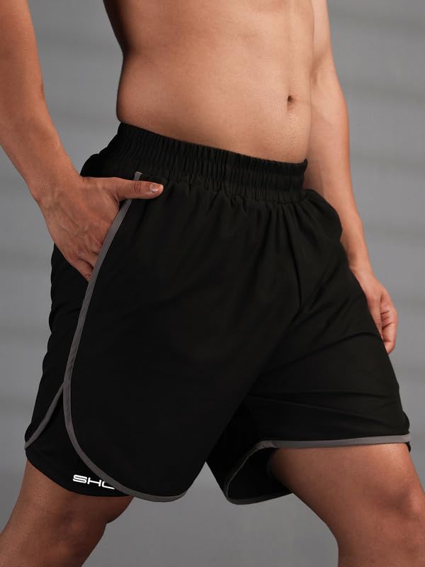 Image of CHKOKKO Double Layered Gym Shorts for Men Workout | Compression Inner Layer with Pockets Across Inner Outer and Back | Dry Fit Sports Athletic wear for Running Jogging or Training