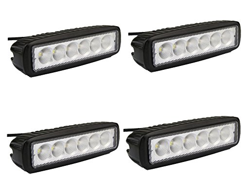 Led Light Bar, Senlips 4X 18W Flood Beam Led Work Light Bar Ip 67 Waterproof For Off-Road Vehicle, Atv, Suv, Utv, 4Wd, Boat- Black #TOP6