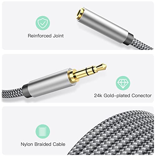 Morelecs Headphone Extension Cable 10 Ft Aux Extension Cable Nylon Braided 3.5Mm Extension Male To Female 3.5 Mm Audio Cable Compatible With Iphone Ipad Tablets Media Players #TOP5