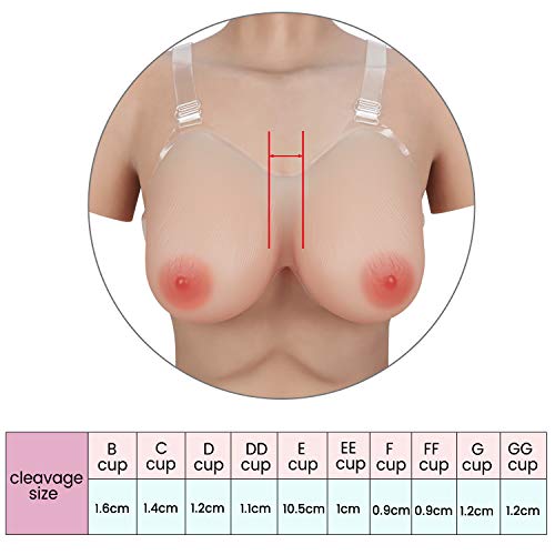 Vollence GG Cup False Boobs Silicone Breast Forms with Shoulder Strap for Prosthesis Mastectomy Nude - Thumbnail 4