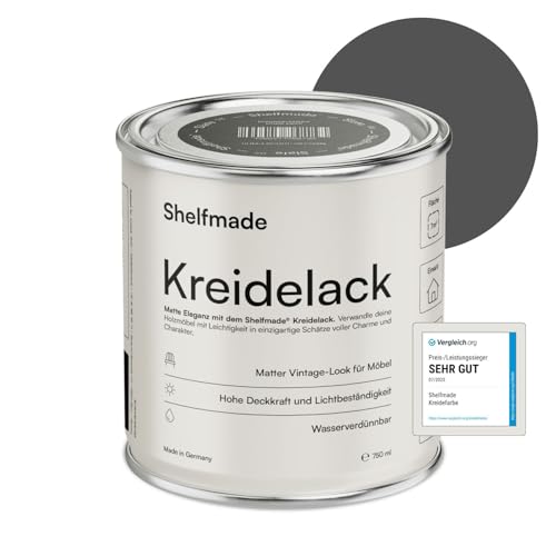 shelfmade Kreidefarbe grau - Dunkelgraublau - Holzlack, Holzfarbe DIY für Holz, shabby chic - Farbe für Möbel, Chalk Paint für Möbel matter Look