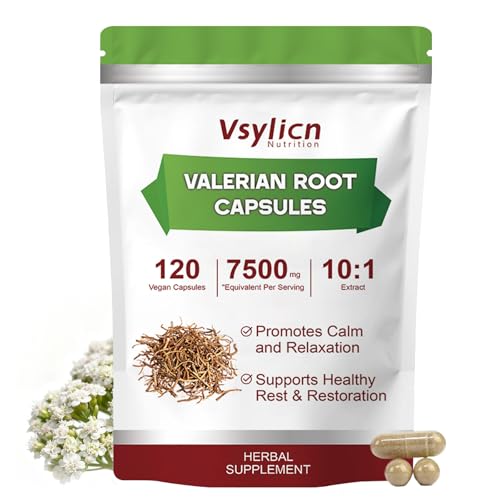 Valerian Root 120 Capsules, 7500mg High Strength Extract, for Sleeping & Relaxation, 10:1 Extract for Calm, Rest, Maximum Strength Relaxation