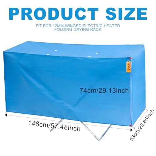 Beheizte Wäscheständerabdeckung, Faltbare Wäscheständer Abdeckung, Elektrisch Wäscheständerabdeckungen Beschleunigen das Trocknen, 146x53x74cm Wäscheständer Trockenabdeckung (Nur Abdeckung) (Blau)