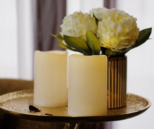 Image of NONNO&ZGF 4X6'' Outdoor IP44 Warm White LED Rainproof Waterproof Candles, Flameless Battery LED Pillar Candle with Remote and Timer, Resin, No Melt, 2 Pack