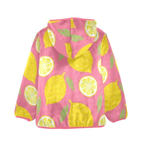 OTVEE Yellow Doodle Lemon Fruit Kids Hoodie Jacket Fall Spring Full Zip Warm Outwear Coat2