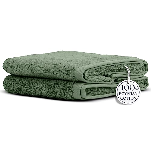 Sage Green Hand Towels - Made From 100% Pure Egyptian Cotton - 600 Gsm - Quick Dry And More Absorbent Than Turkish Hand Towels - Extra Large Size 19" X 35" #TOP6