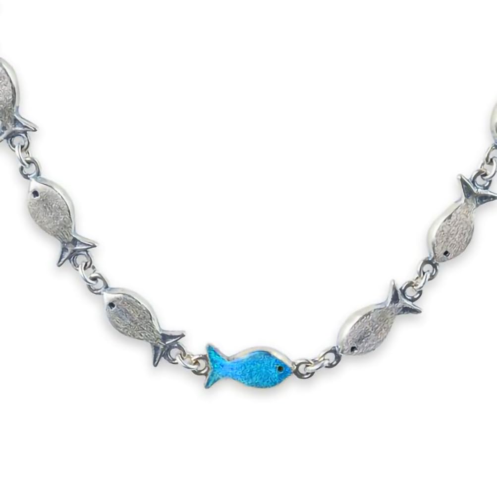 Generisch Silberarmband GEGEN DEN STROM. 925 Silber und Türkis Blau