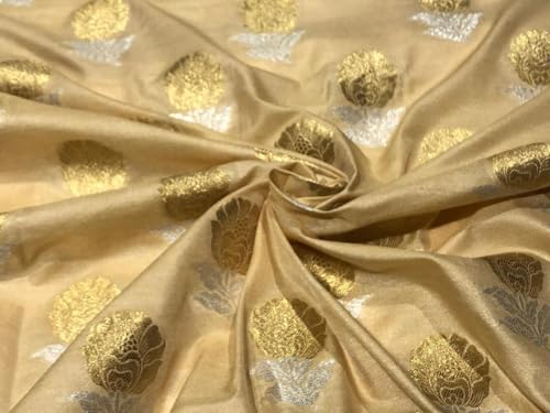 Tissu brocart 100% pure soie or floral de luxe pour haute couture BRO1016