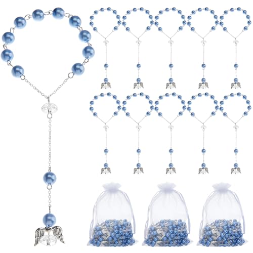 Chapelets d'ange en acrylique bleu pour célébrer le baptême de votre enfant