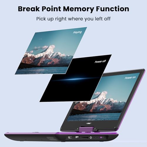 ieGeek 15.9" Portable DVD Player with 14.1" Swivel Screen, HDMI Input, 6-Hour Rechargeable Battery, Region Free, USB/SD Playback, Ideal Gift for Seniors, Kids and Travel, Purple by ieGeek - Image 7