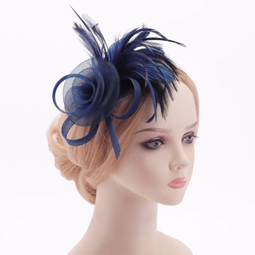 Image of DRESHOW Fascinators Hats for Women Tea Party Fascinator Hats Vintage 50s Headwear Cocktail Wedding Church Derby Hat