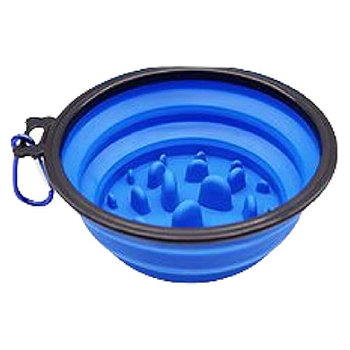 Plus Nao(プラスナオ) 犬用食器 ペット用食器 早食い防止 フードボウル ウォーターボウル 犬用 猫用 折りたたみ カラビナ付き 持ち歩き シ 小【350ml】 ブルー