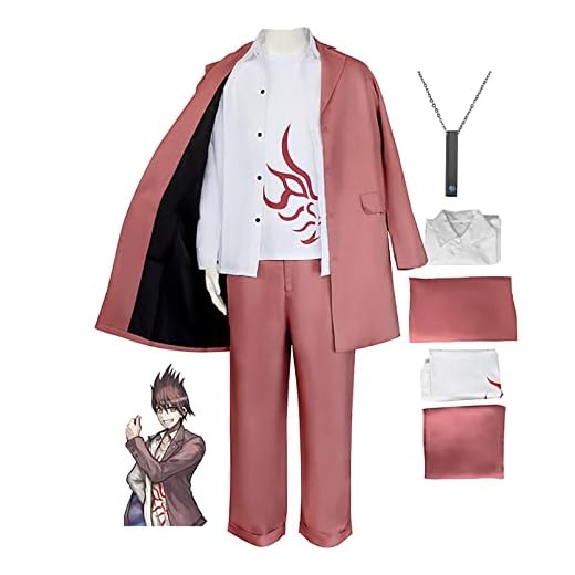JOHLCR Anime Danganronpa Cosplay Kostüm Outfits Uniform mit Halskettenzubehör Anime-Charakter Kaito Momota Halloween-Karnevalsparty Verkleiden Sich für Erwachsene (Rosa, S)
