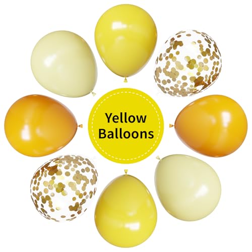 Image of YMSZ Yellow Balloons, 67pcs 12 Inch Light and Mustard Yellow Balloons for Birthday, Baby Shower, Sunflower Theme Party Decoration