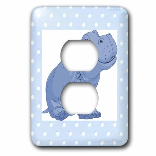 Cache pour 2 prises motif hippopotame bleu au design unique 3dRose