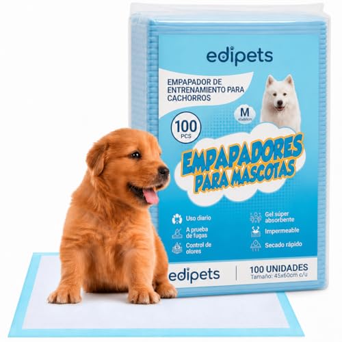 Edipets, Empapadores Perros, 45x60 cm, (Blanco - 100 Unidades), Alfombrillas Desechables para Mascotas, Toallitas de Entrenamiento y Adiestramiento, Absorbentes, Resistente a Prueba de Fugas