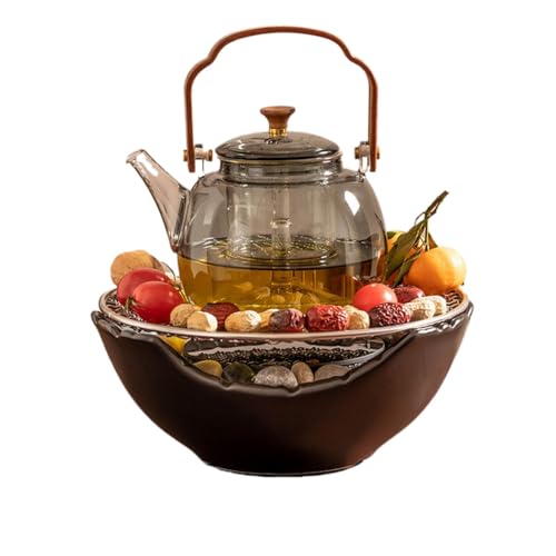 Pot à thé avec infuseur en verre et plaque céramique intégrée