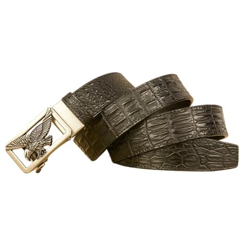 Men's Leather Ratchet Belt With Carved Silver Hollow Eagle Buckle, Adjustable For Jeans Casual & Work3