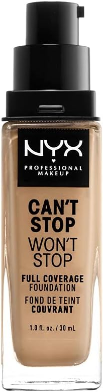 Can't Stop Won't Stop Full Coverage Foundation, Long Lasting, Waterproof, Vegan Formula, Matte Finish, Shade: Beige